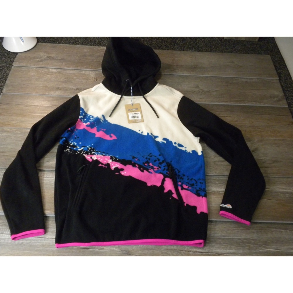Chubbies Retro Splash Hoodie Sweatshirt Mens M Black Low Pile Fleece Vaporwave